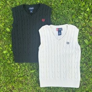 Chaps Cable Knit Sweater Vests Bundle Youth Boys Size 7 Preppy School Uniform